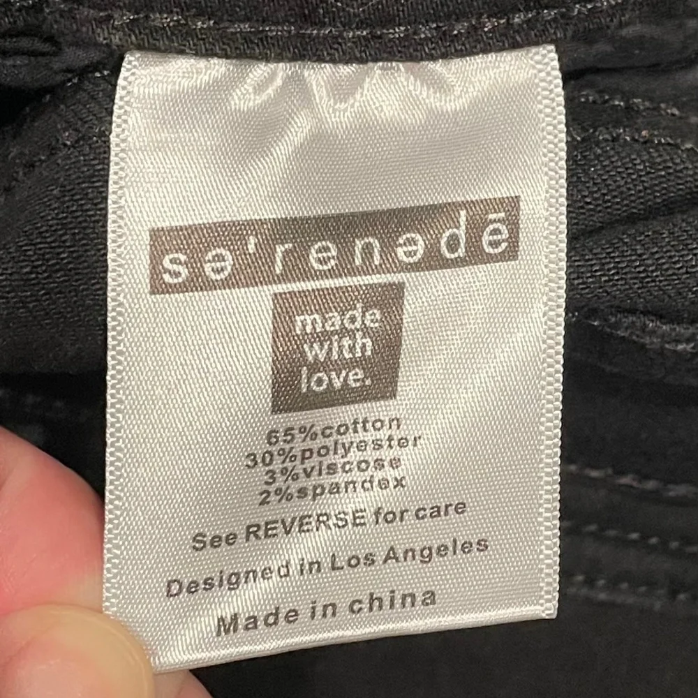 Serenede Mens Black Cargo Jeans Size 38-30